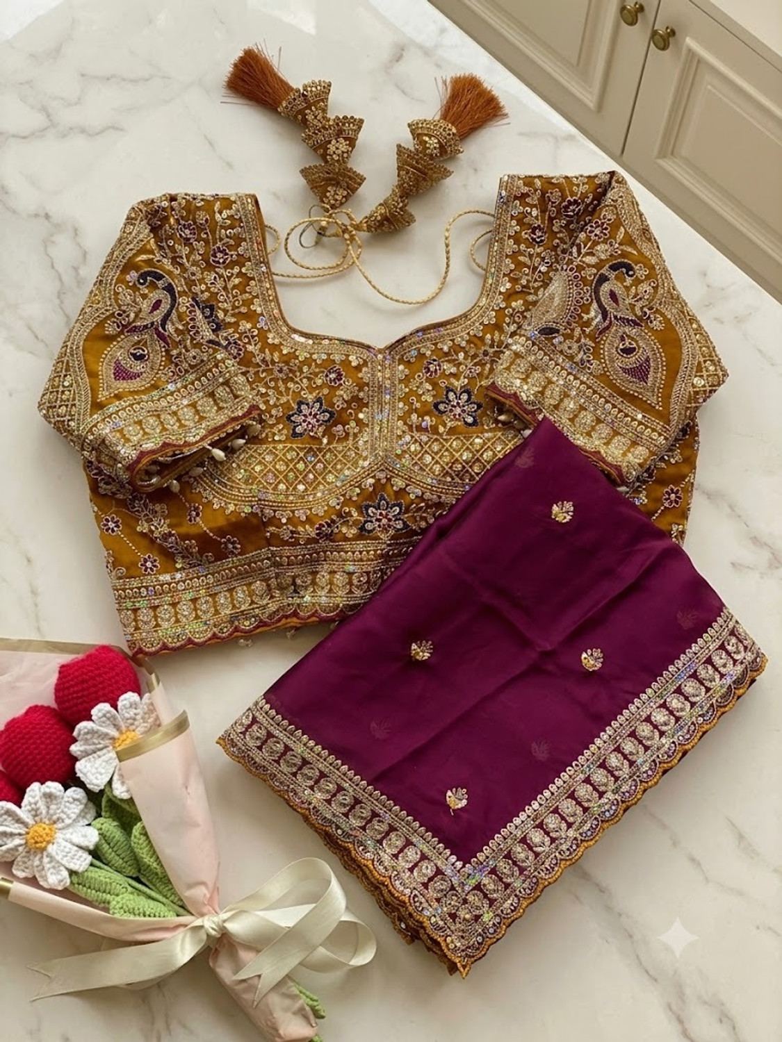 Image of Latavastra Embroidered, Embellished, Floral Print, Solid /Plain Bollywood Art Silk Saree (Multicolor)