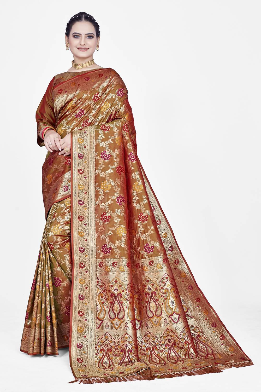 AA AAGIRI Self Design, Woven, Embellished, Applique Banarasi Jacquard, Art Silk Saree