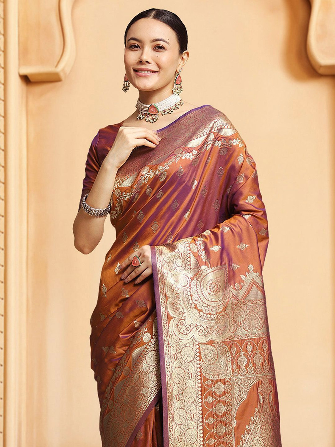Image of House of Pataudi Woven Kanjivaram Art Silk Saree