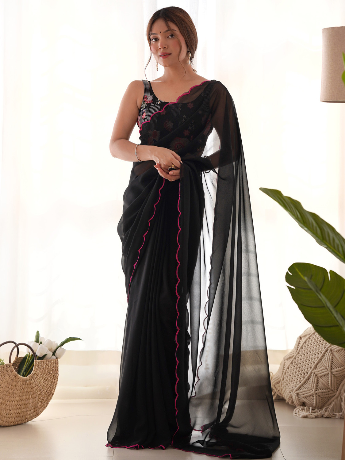 Image of Sareemall Embellished Bollywood Georgette Saree