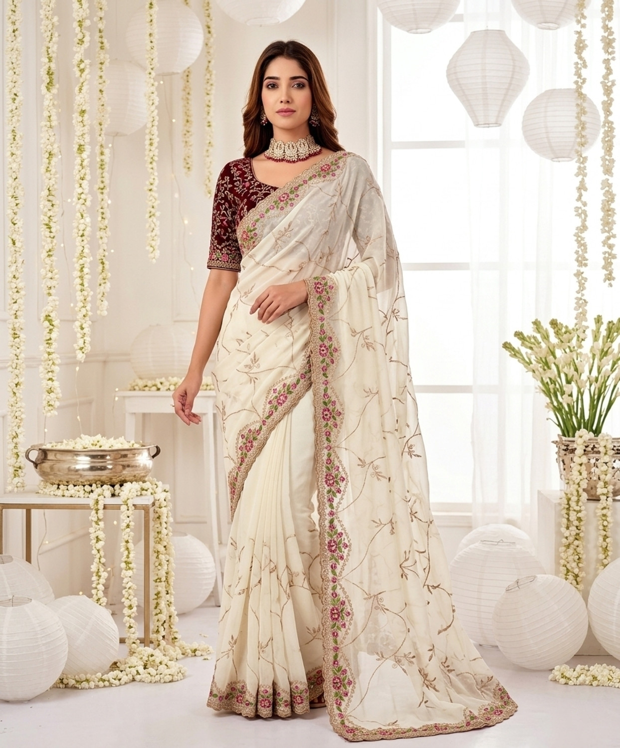 Image of Tasrika Embroidered Bollywood Georgette Saree