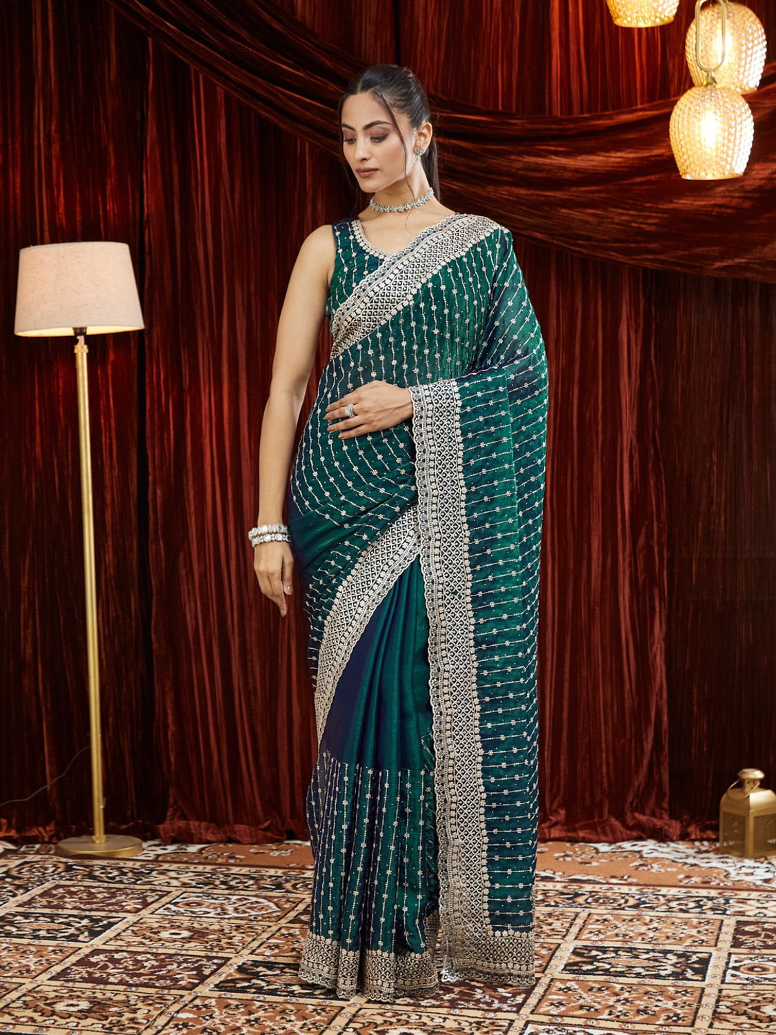 Image of KASEE Embroidered Bollywood Silk Blend Saree