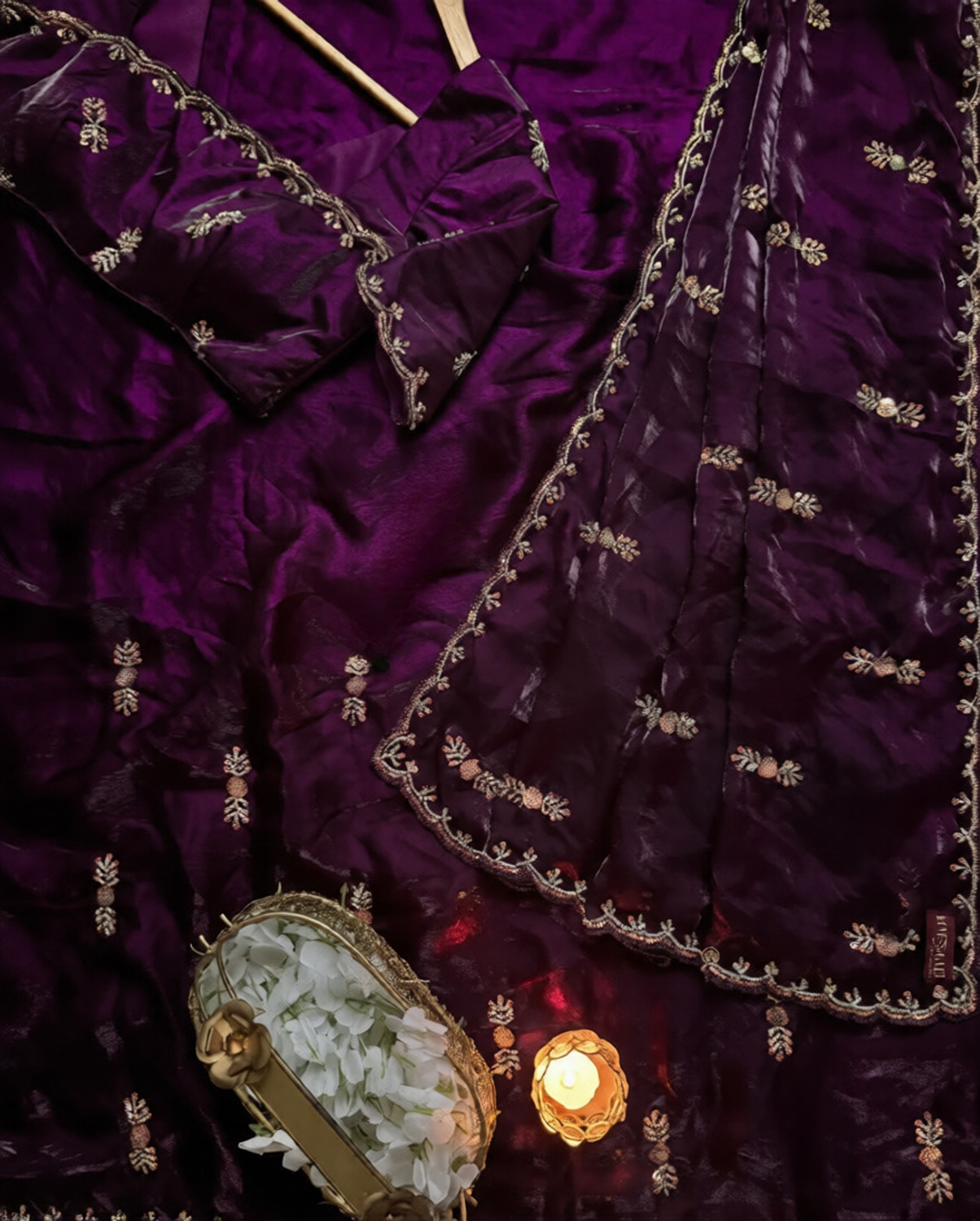 Image of SOVANSALI Embroidered Bollywood Satin Saree