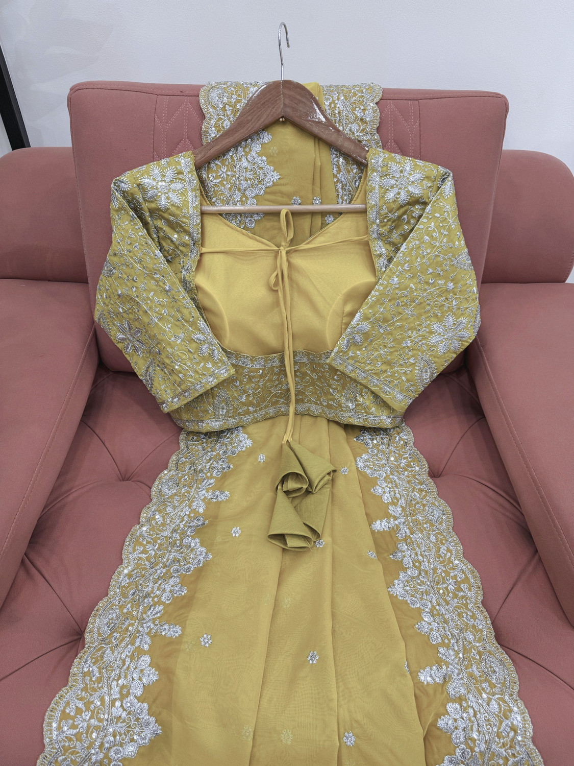 Image of MADHI Embroidered, Embellished, Floral Print Bollywood Georgette Saree