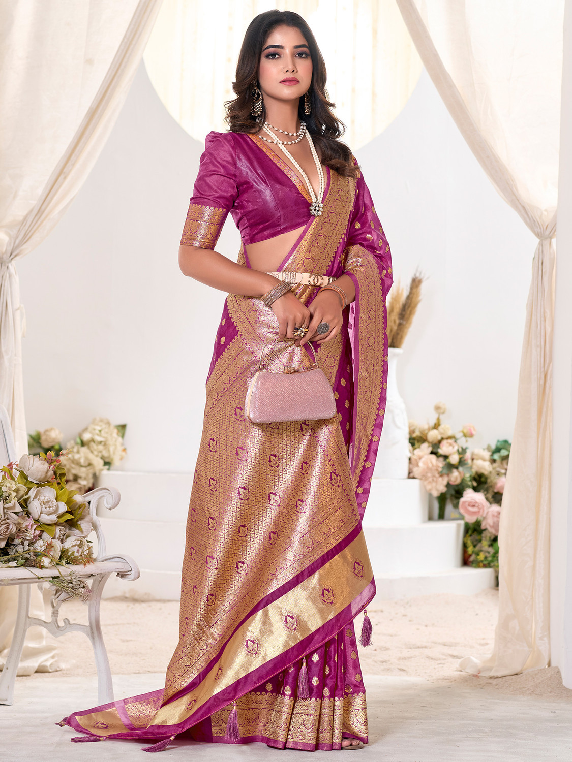 Image of Tasrika Woven Banarasi Silk Blend Saree
