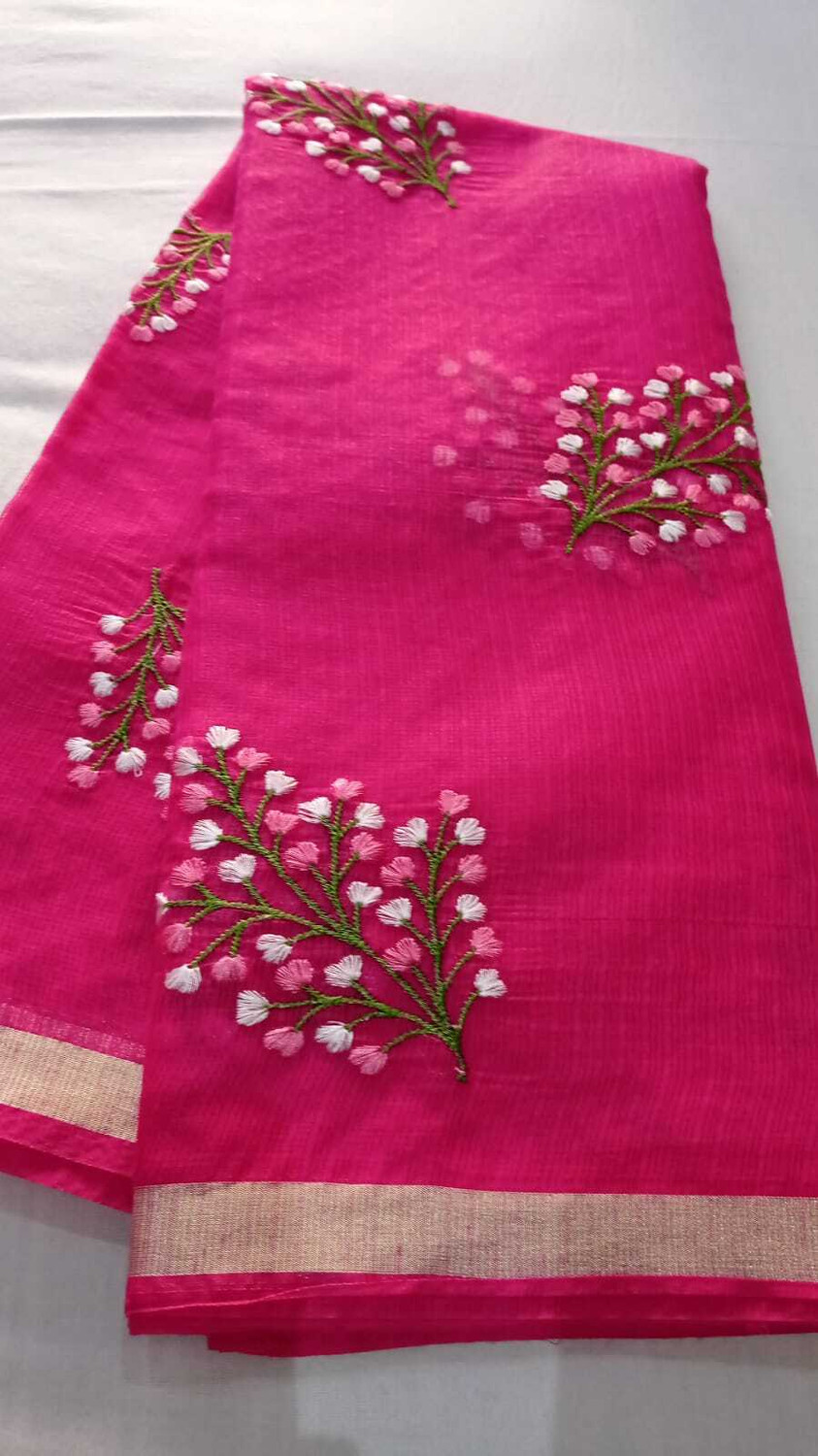 Image of kotafashionfactory Self Design, Printed, Embroidered Daily Wear Cotton Linen Saree