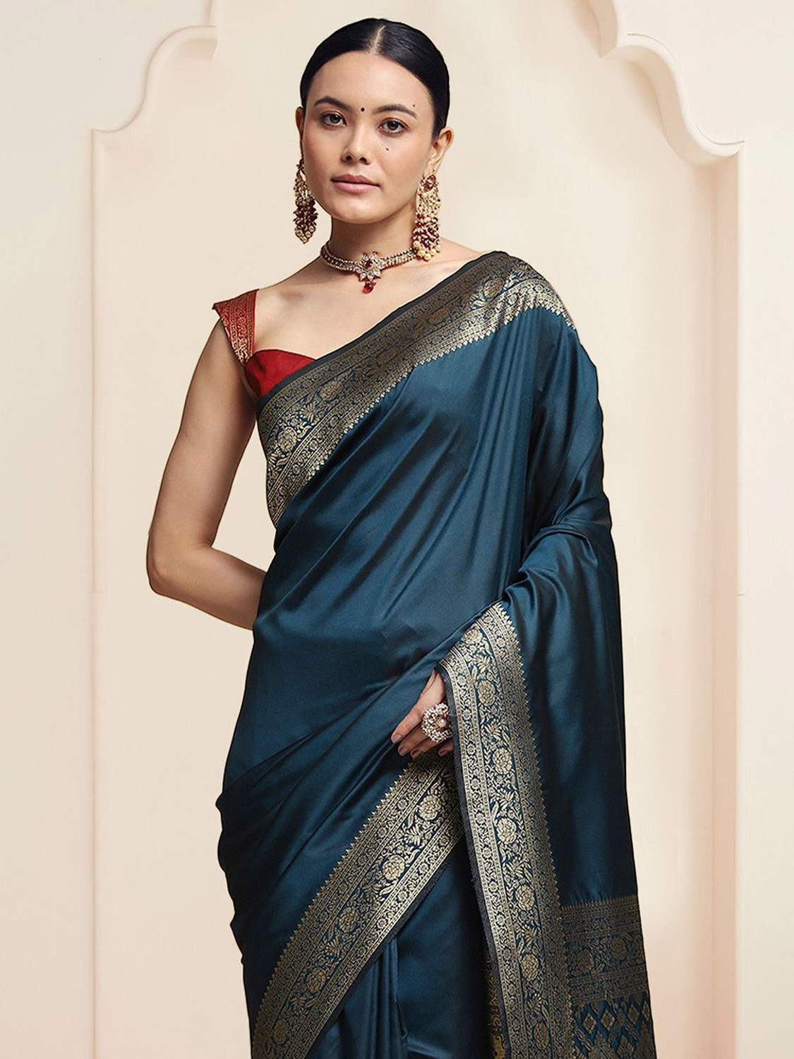 Image of House of Pataudi Woven Kanjivaram Art Silk Saree