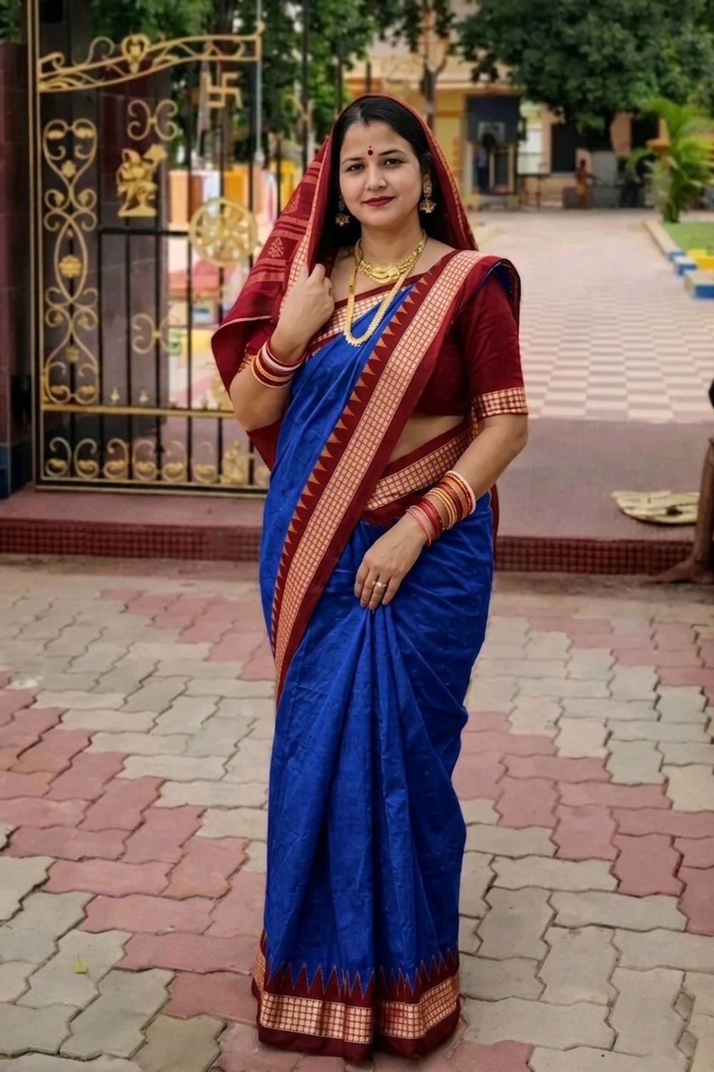 Image of Fascino Fab Woven Sambalpuri Cotton Blend Saree (Blue)