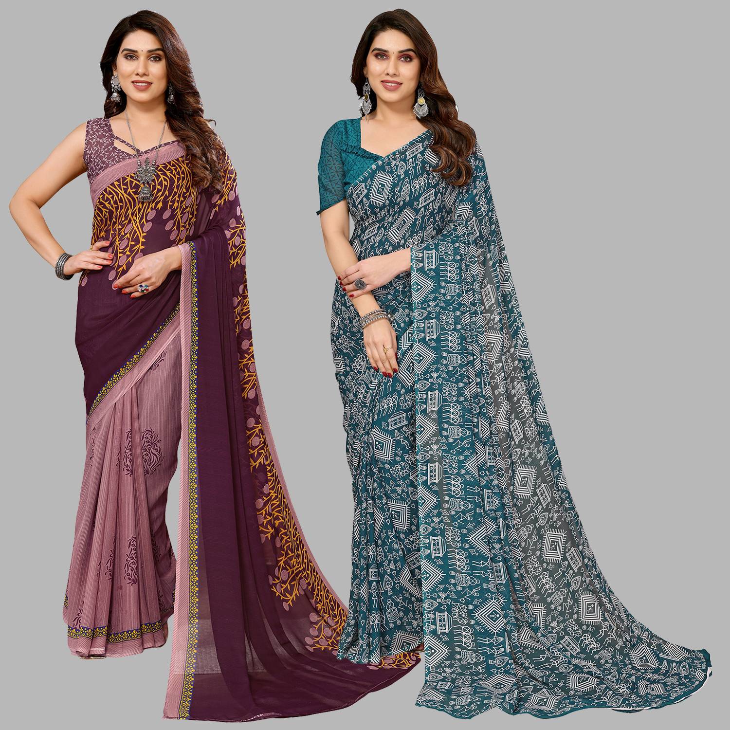 Anand Sarees Floral Print Bollywood Georgette Saree