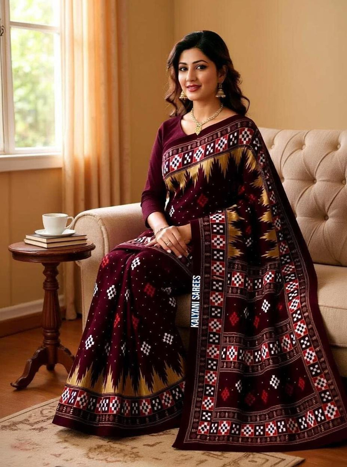 Image of Tareninx Printed Sambalpuri Pure Cotton Saree