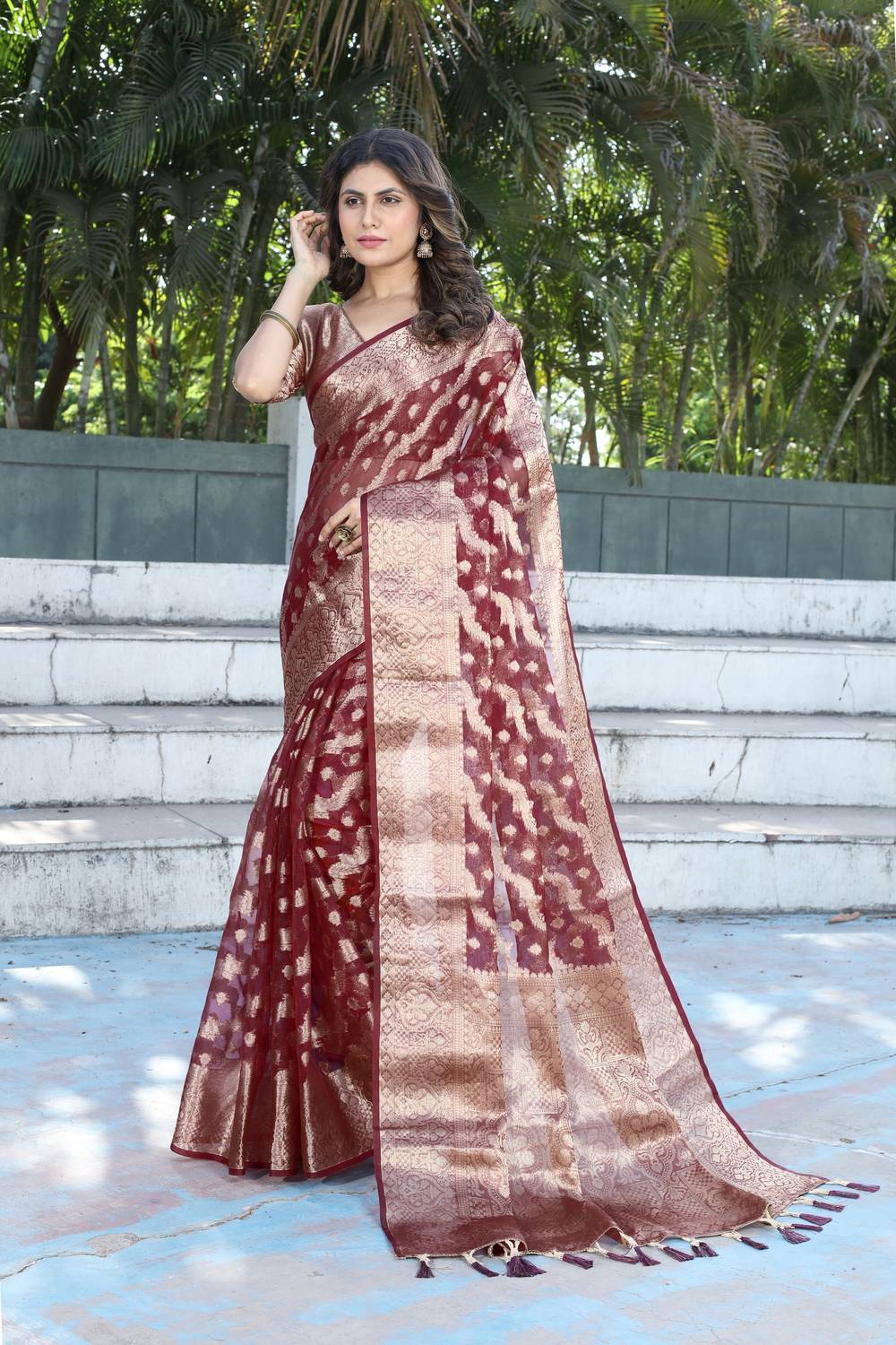 Perfect Wear Self Design Banarasi Organza, Cotton Silk Saree (Mul