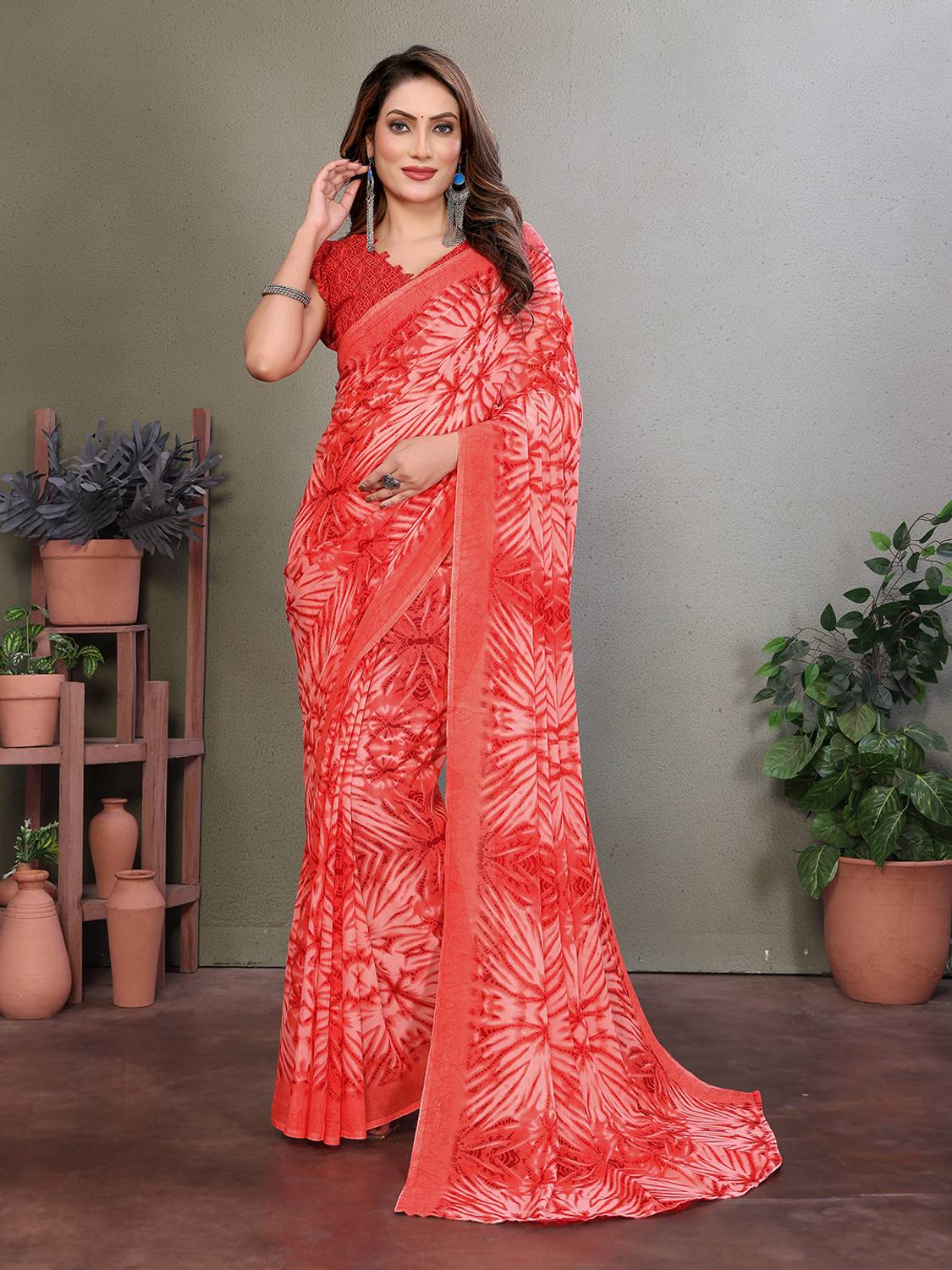 Anmi Ombre, Floral Print Daily Wear Georgette Saree