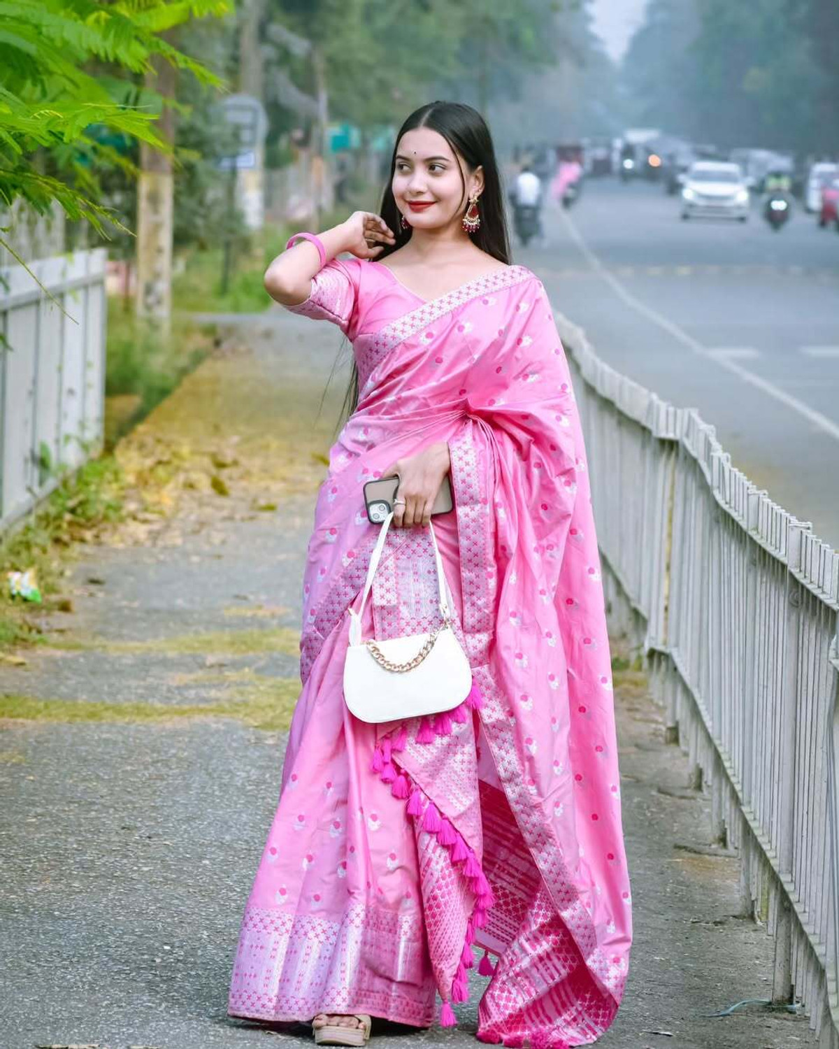 Image of vraj enterprise Woven Mekhela Chador Pure Silk Saree
