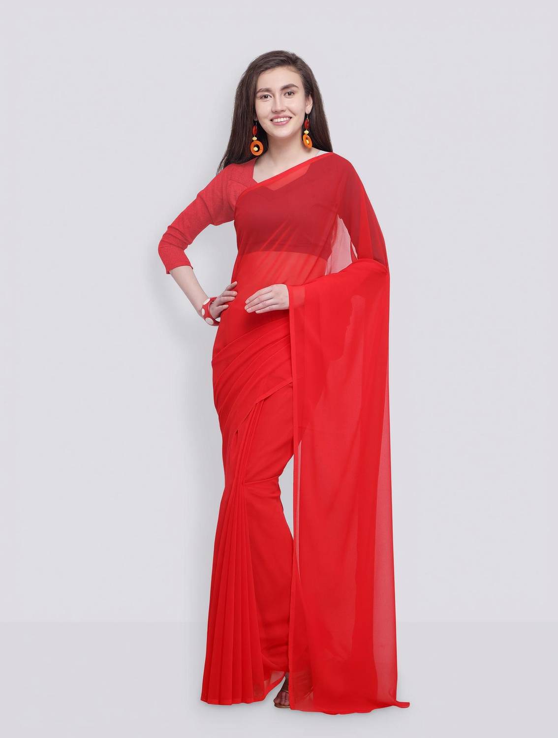 Anand Sarees Red Georgette Saree - Image 1