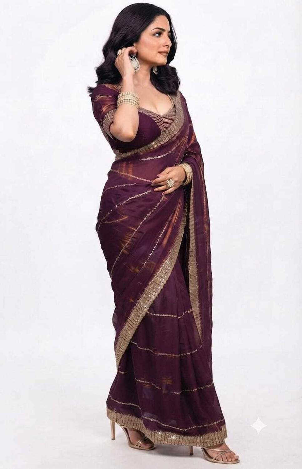 Image of Tent Hub Embellished Bollywood Chiffon Saree