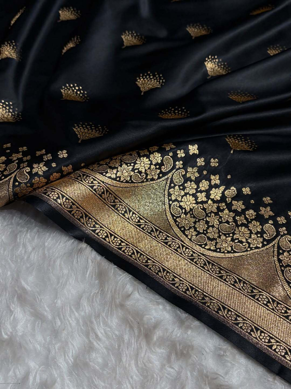 Image of EmpressWeave Woven, Paisley Banarasi Satin Saree