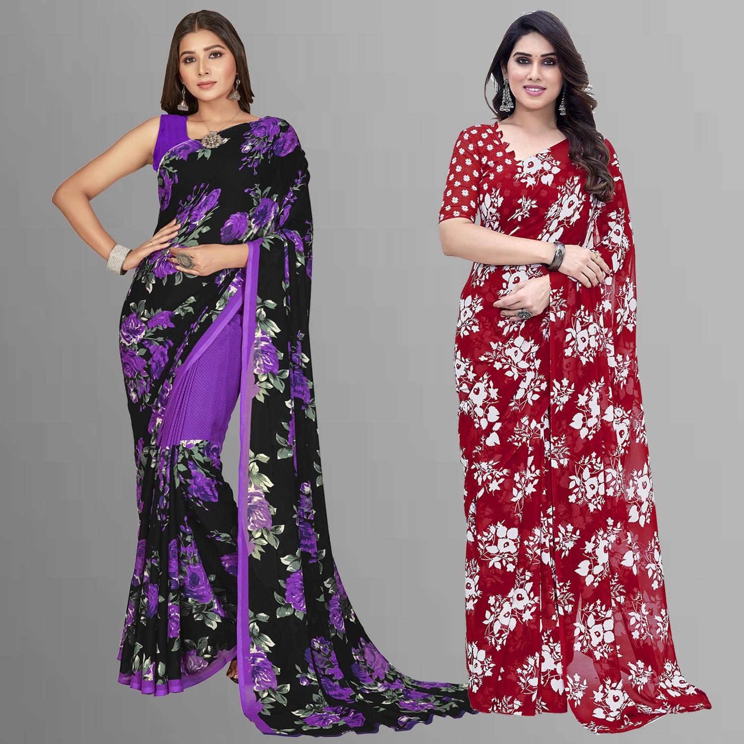 Anand Sarees Floral Print Daily Wear Georgette Saree