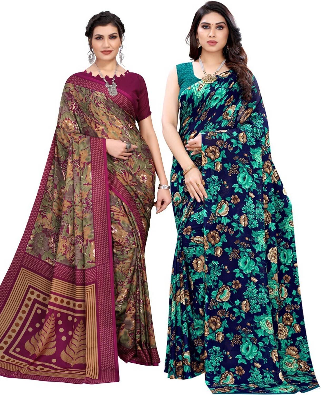 ANIRAV Printed Daily Wear Georgette Saree