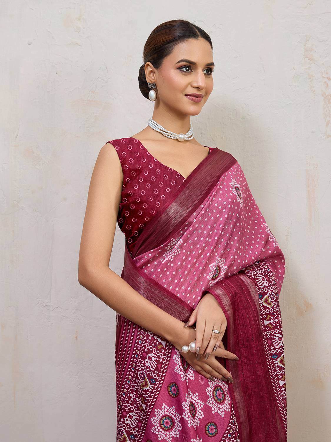 BFM Printed Bollywood Cotton Blend Saree