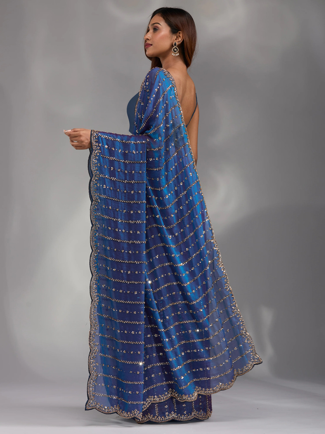 Image of Riddhi textile Hub Embellished, Embroidered Bollywood Satin Saree