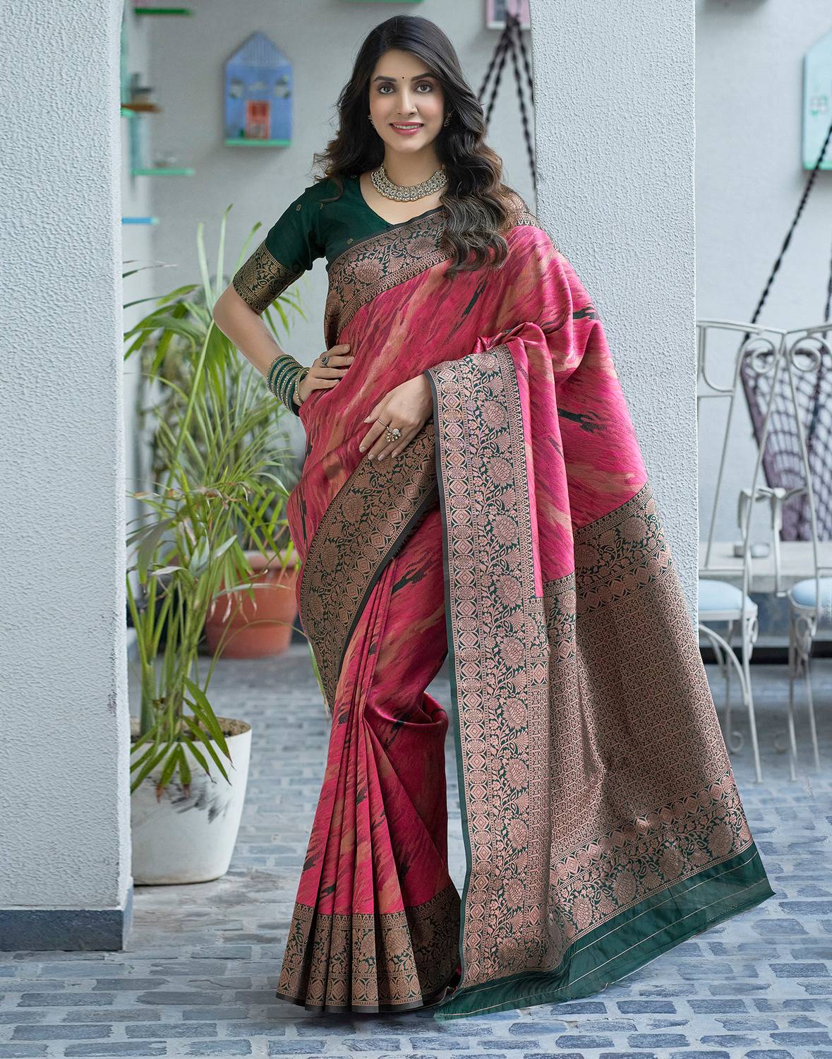 Samah Woven, Embellished, Self Design Banarasi Silk Blend, Jacqua