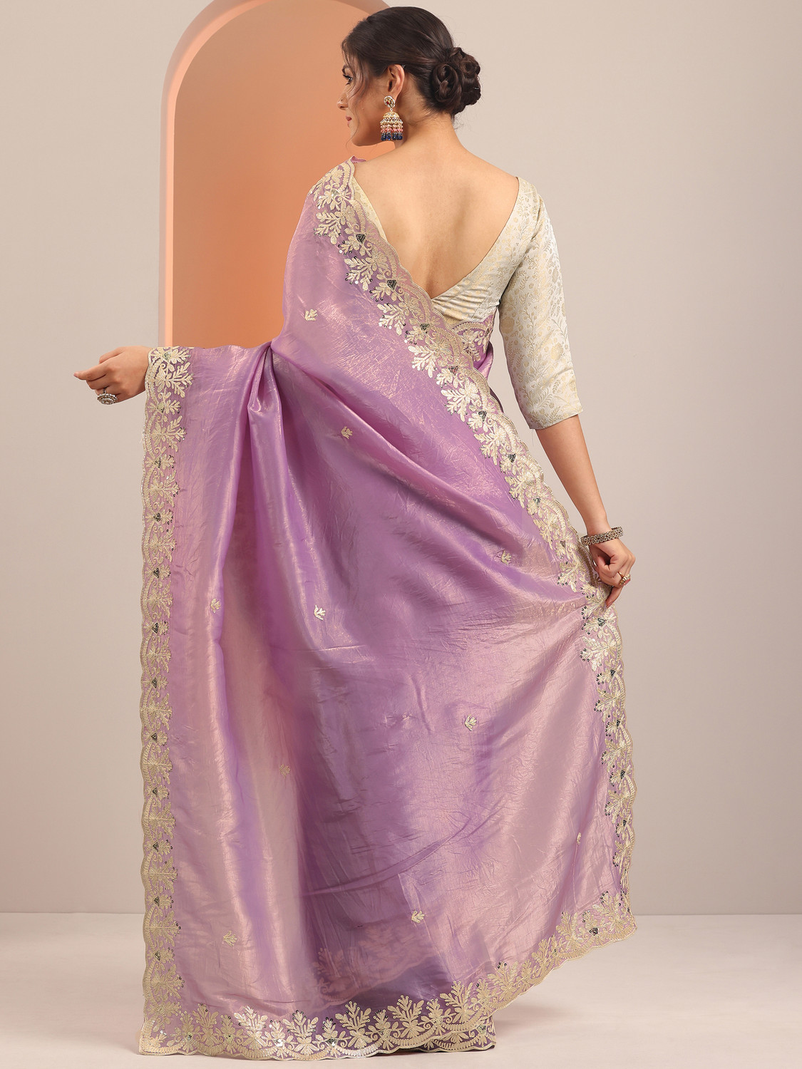 Image of LIBAS Embroidered Daily Wear Organza Saree