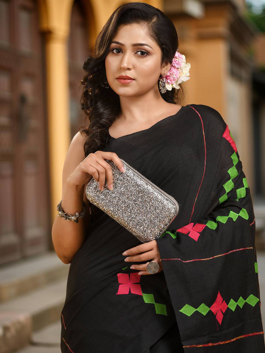 Desh Bidesh Embellished, Applique Daily Wear Handloom Pure Cotton