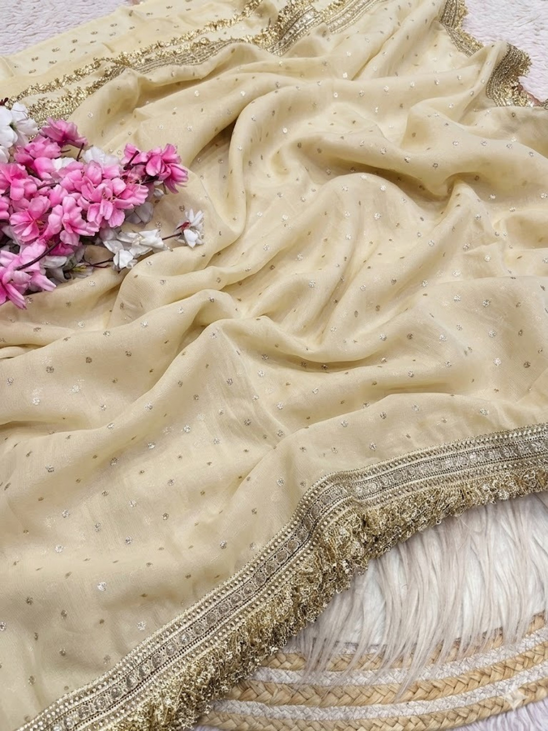 Image of Vraggi Embellished, Embroidered Bollywood Silk Blend Saree