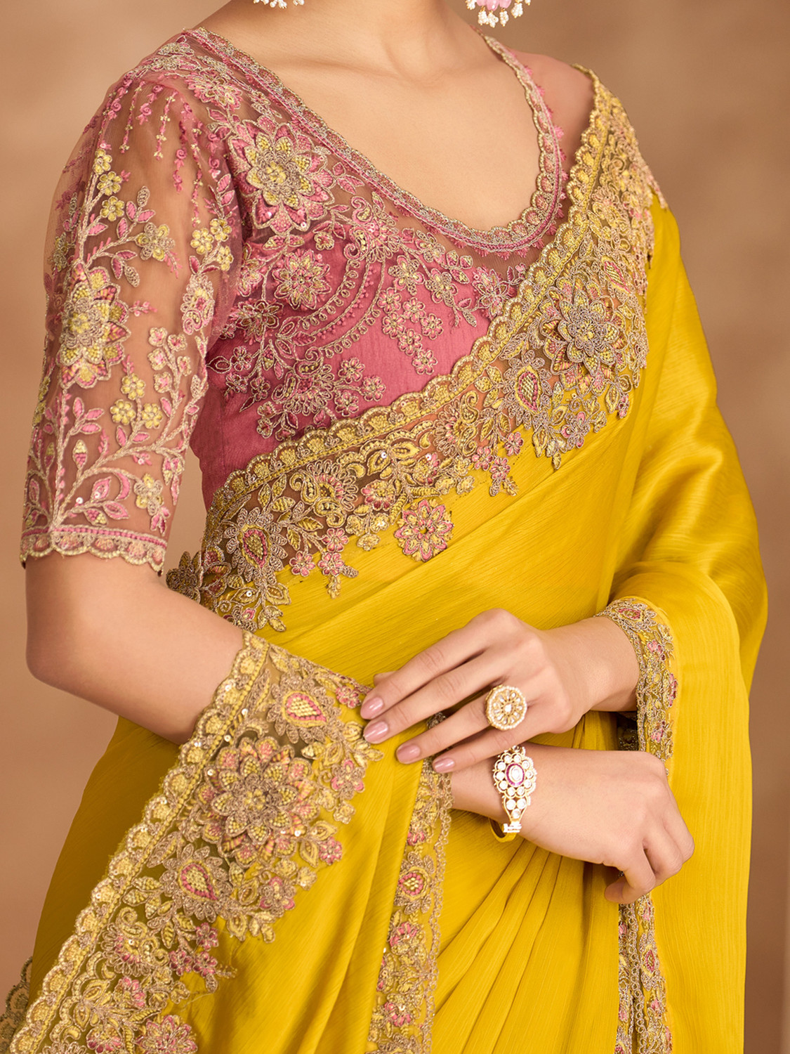 Image of Tasrika Embroidered Bollywood Satin Saree