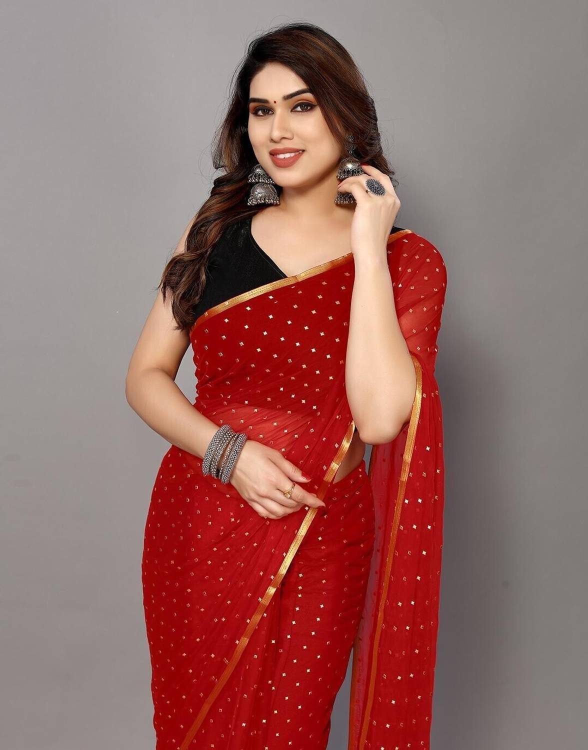 ABRUZZO Embellished Daily Wear Chiffon Saree