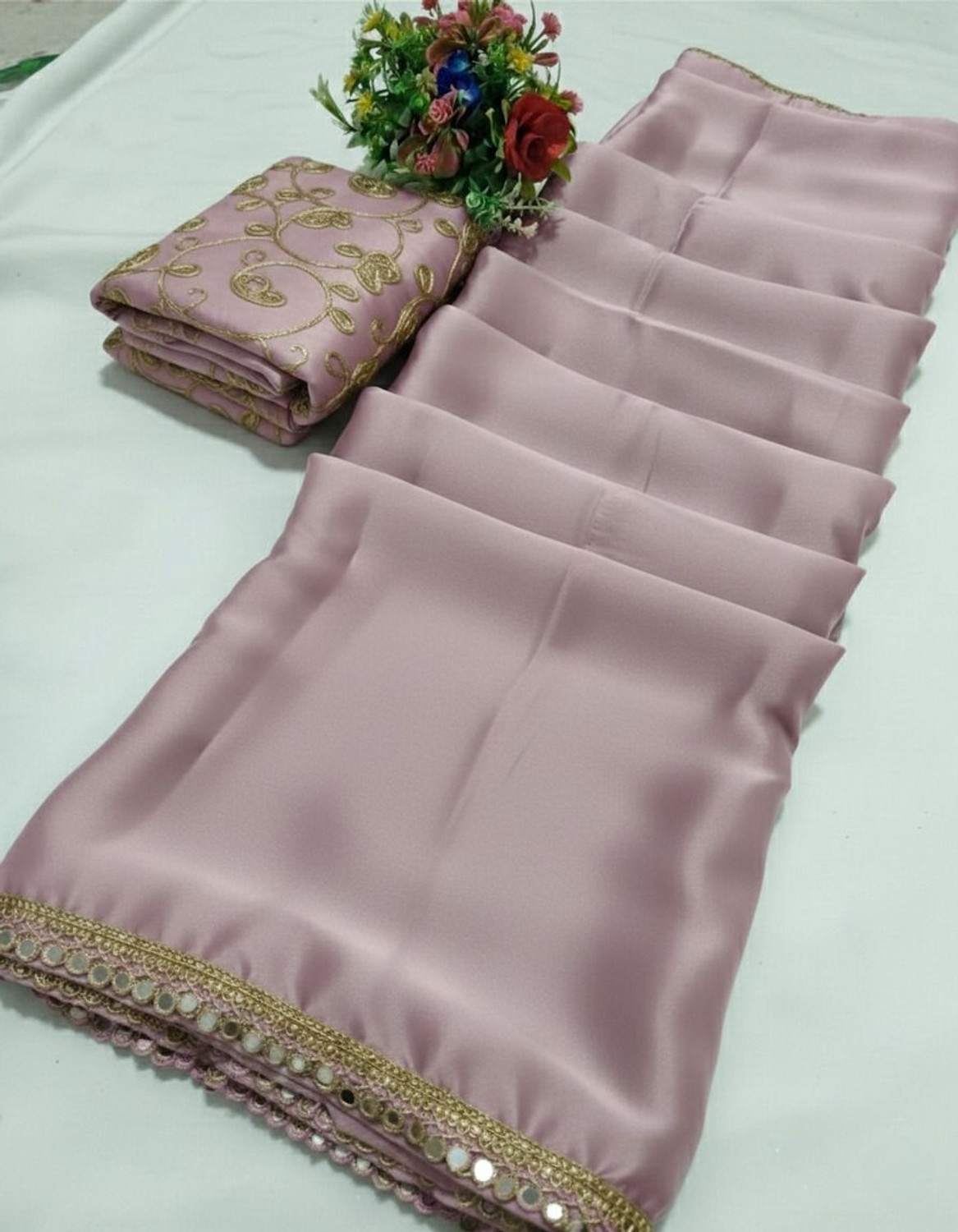 Image of KANGLI Embroidered, Embellished Bollywood Pure Silk, Satin Saree