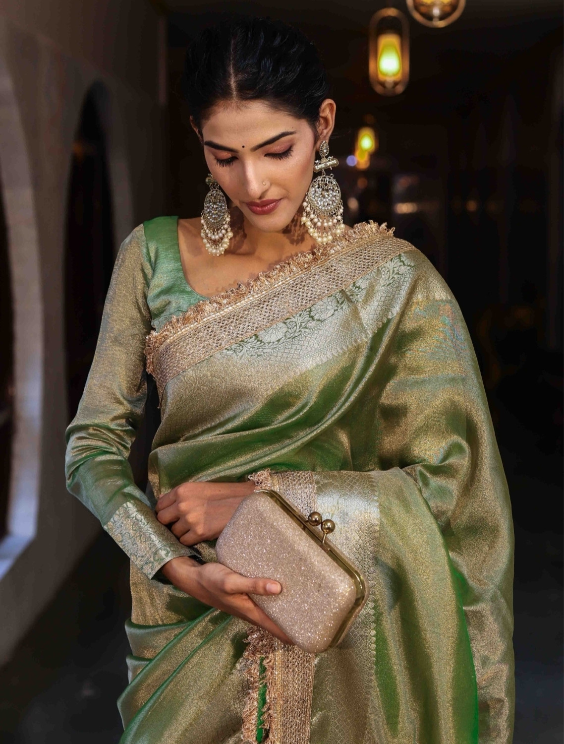 Image of Banaras silk palace Woven Banarasi Tissue Saree