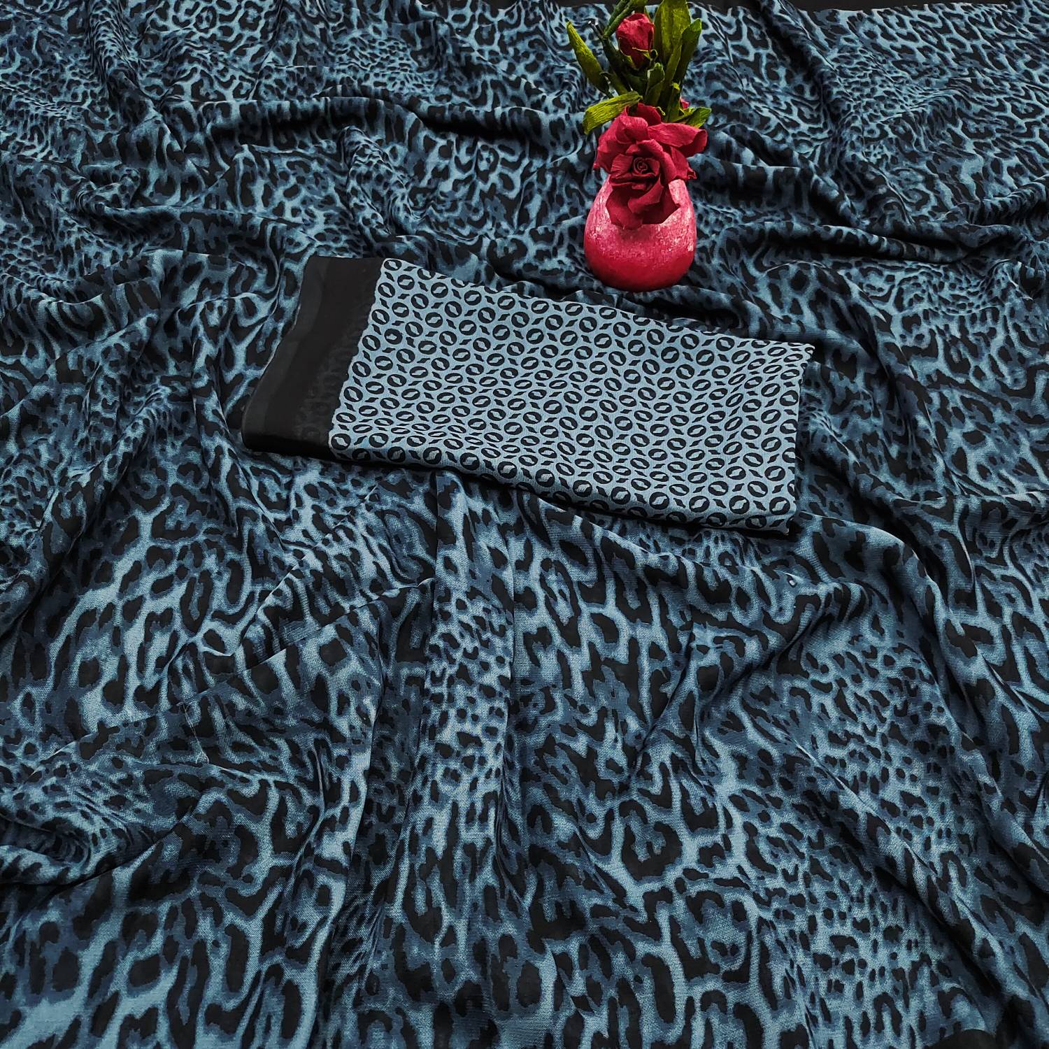 Anand Sarees Animal Print, Printed Daily Wear Georgette Saree