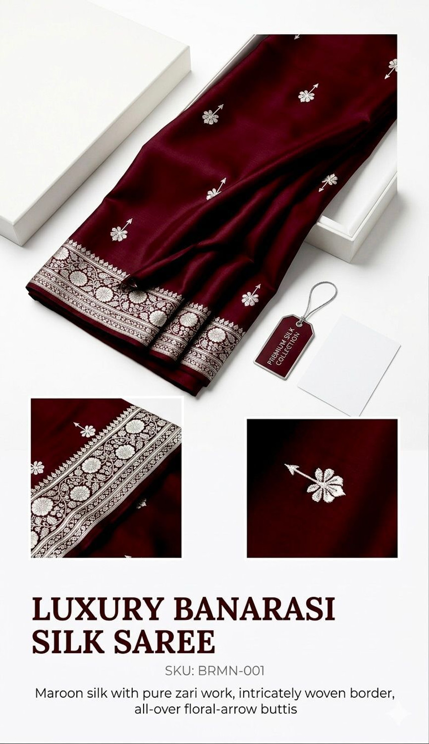 Image of BANARASI LOOM SARIS Woven, Floral Print, Embroidered Banarasi Satin Saree