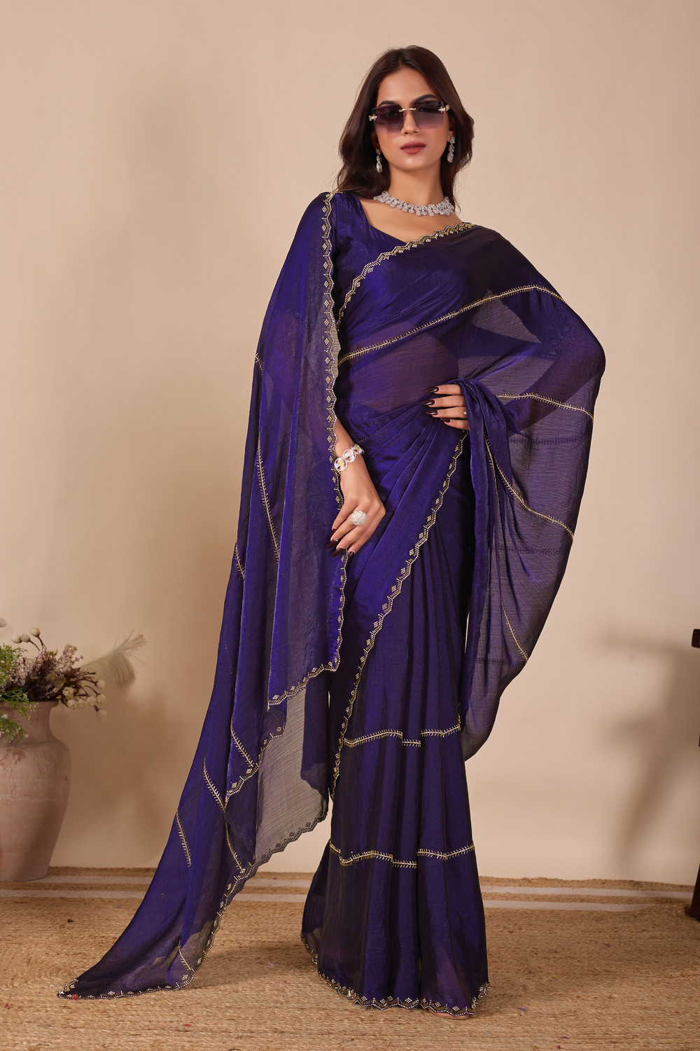 Image of Manokamna Embellished Bollywood Chiffon Saree