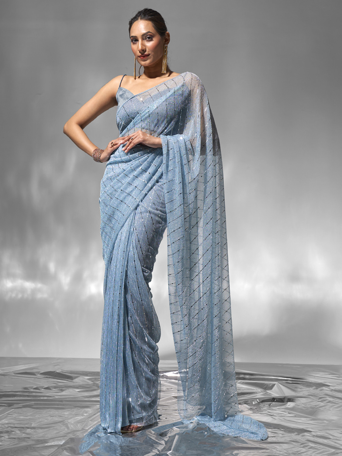 Image of Kalista Embellished Bollywood Lycra Blend Saree