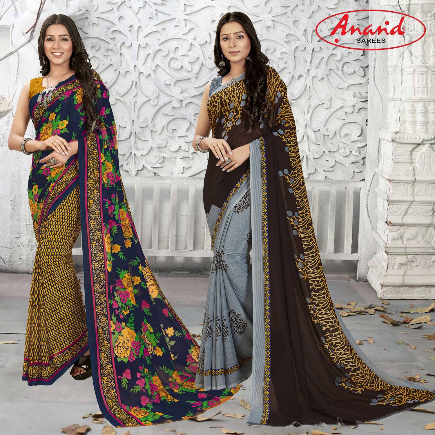 Anand Sarees Floral Print Daily Wear Georgette Saree