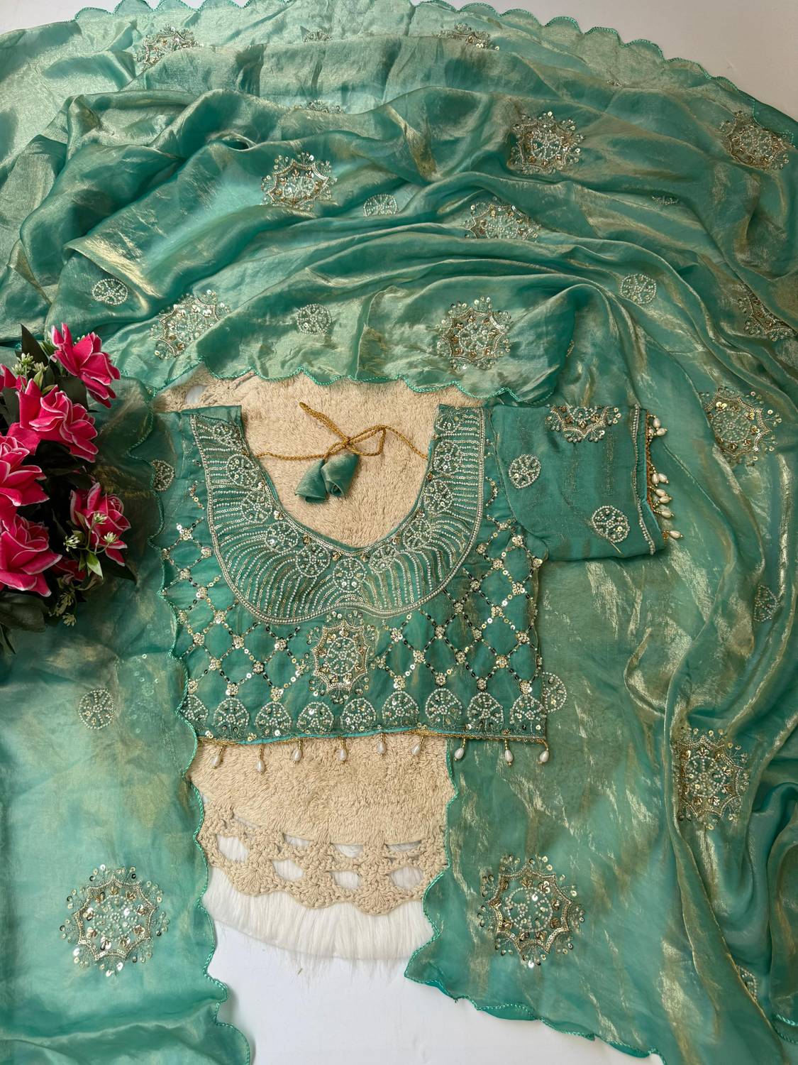 PROSILITIESYUVA Embroidered Bollywood Satin Saree