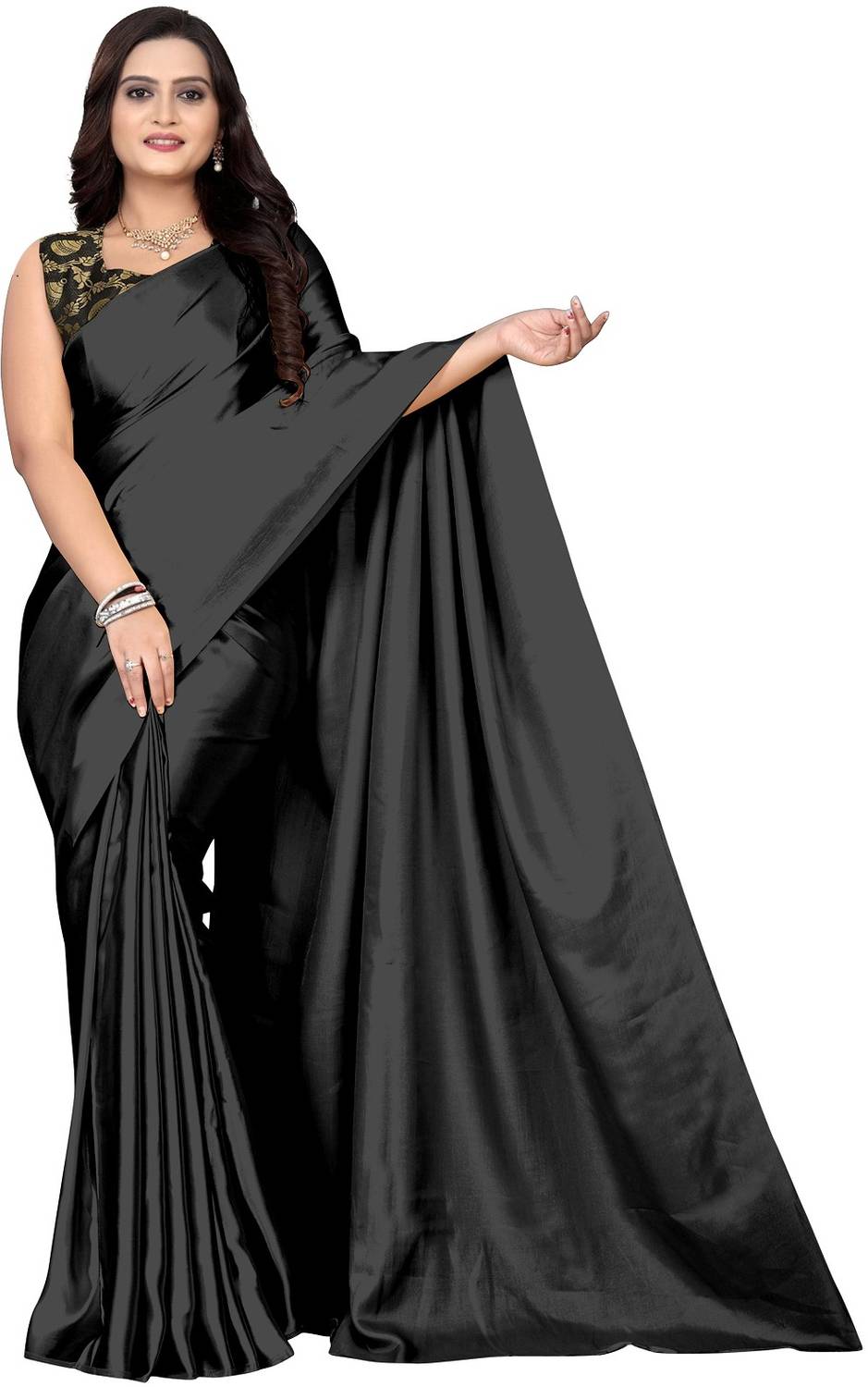Aika Solid/Plain Bollywood Silk Blend Saree