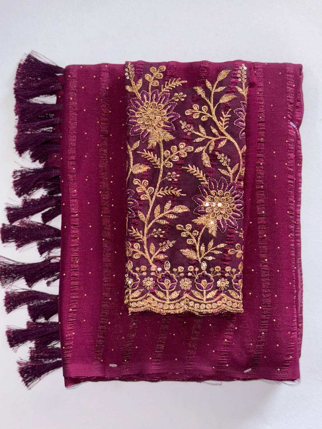 ABSilk Solid/Plain, Embellished Bollywood Georgette Saree