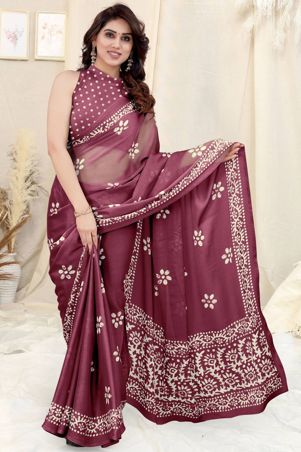 MIRCHI FASHION Printed, Blocked Printed Hand Batik Chiffon, Georg