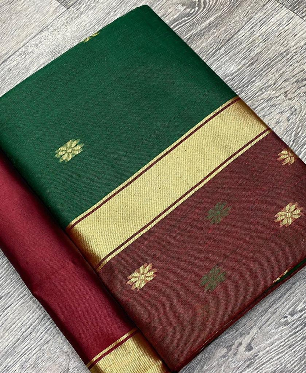 Image of KAKADIYA Embroidered Banarasi Cotton Silk Saree