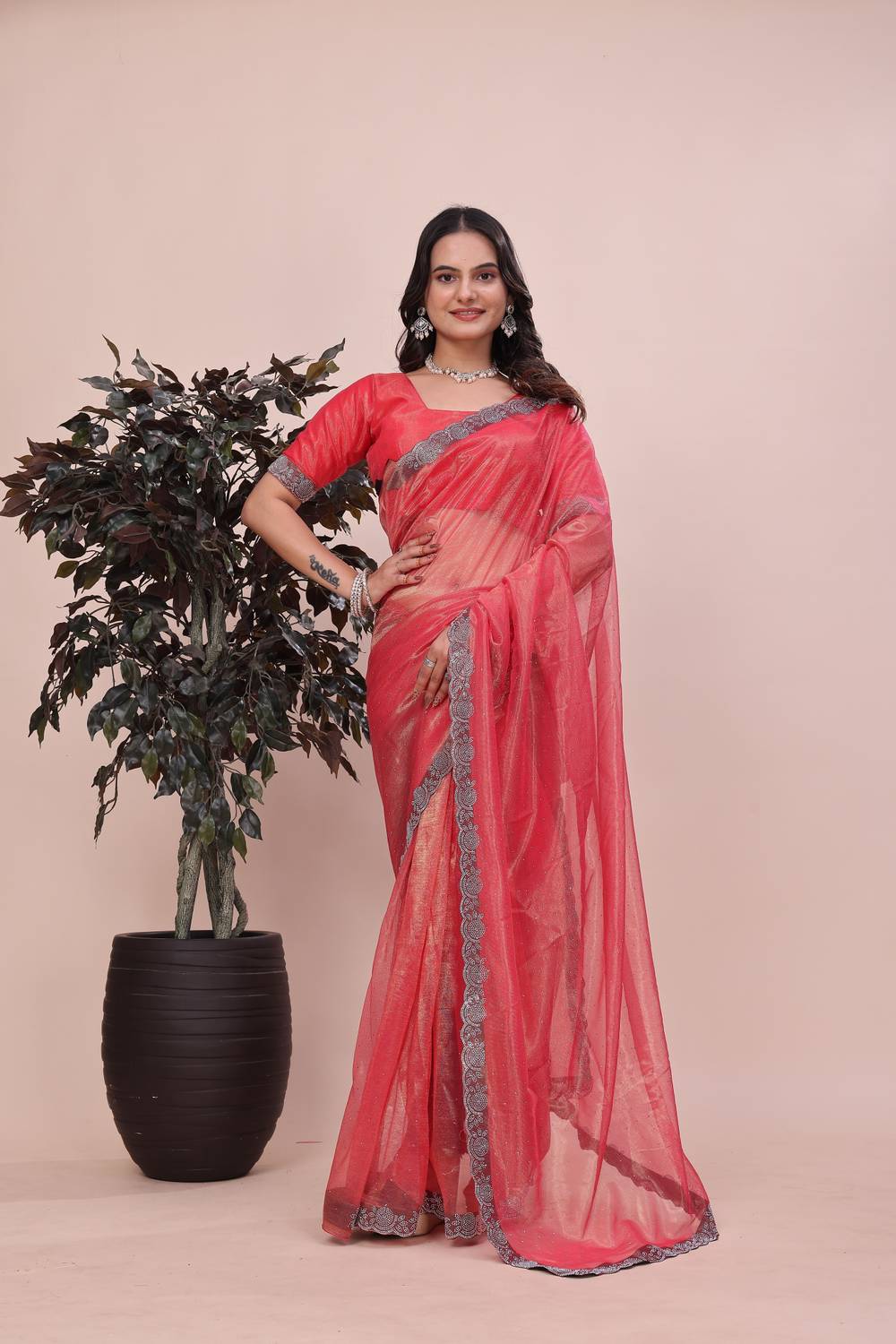 BRAHMANICREATIONss Embellished Bollywood Net Saree