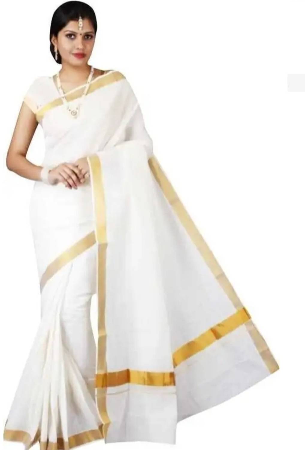 ANTIK Printed Kasavu Khadi Saree