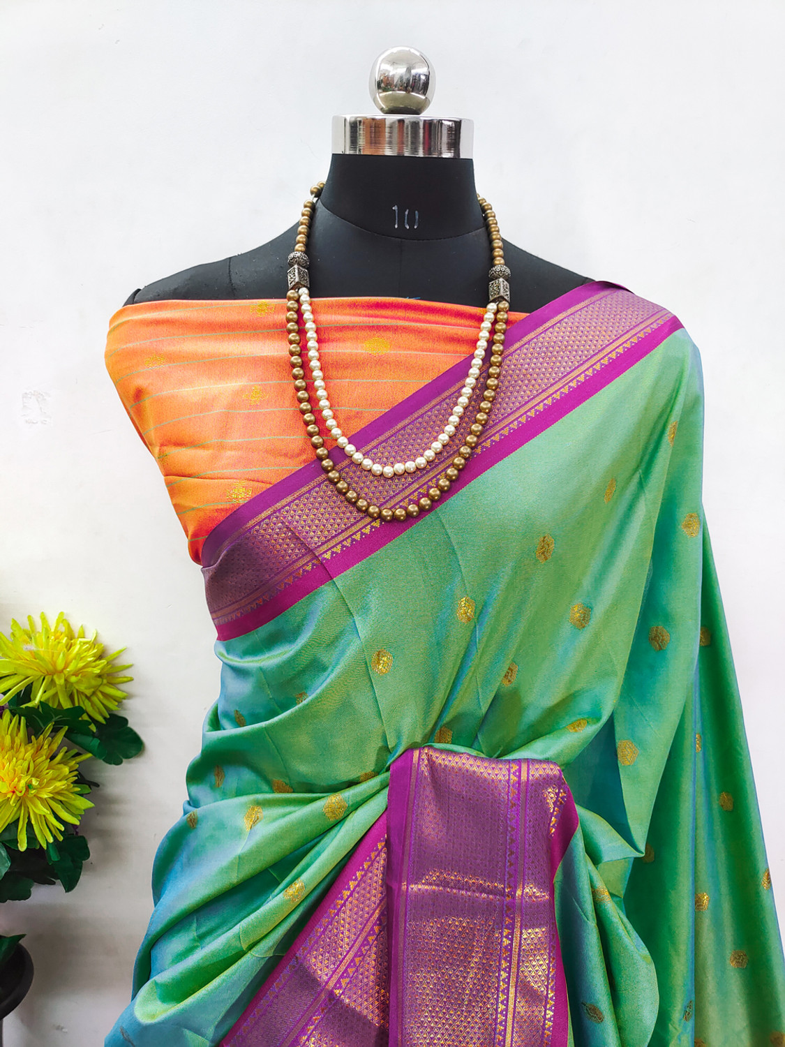 Image of WINKLECART Printed Kanjivaram Cotton Silk, Silk Blend Saree