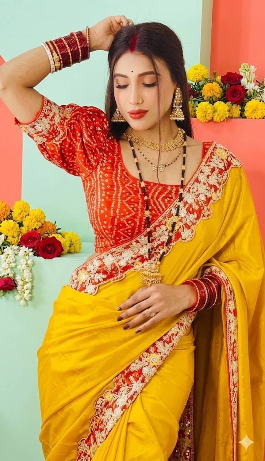 HouseOfCommon Embellished Bollywood Silk Blend Saree