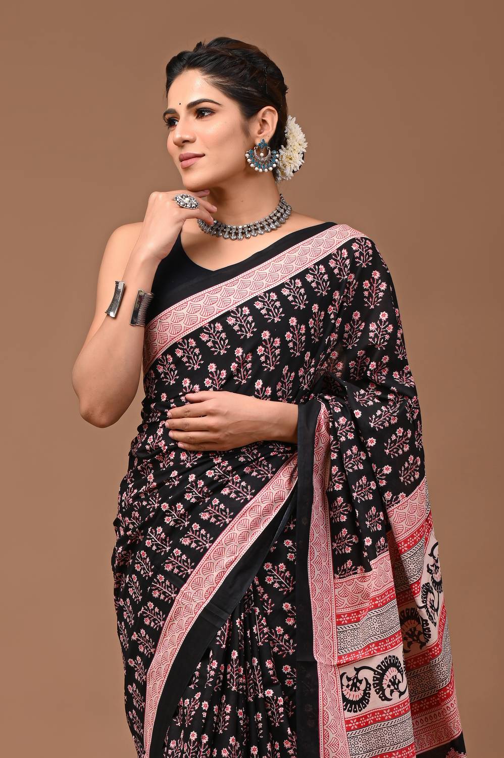 blockpuls Blocked Printed Handloom Pure Cotton Saree