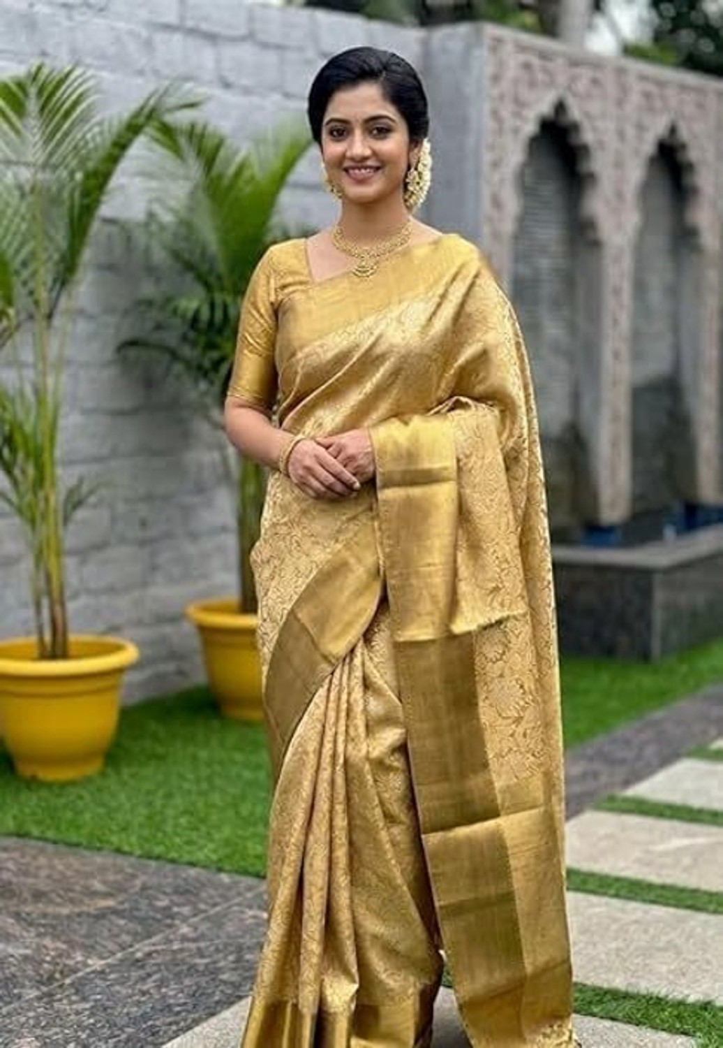 Image of Dujjan Silk Emporium Woven Banarasi Tissue Saree