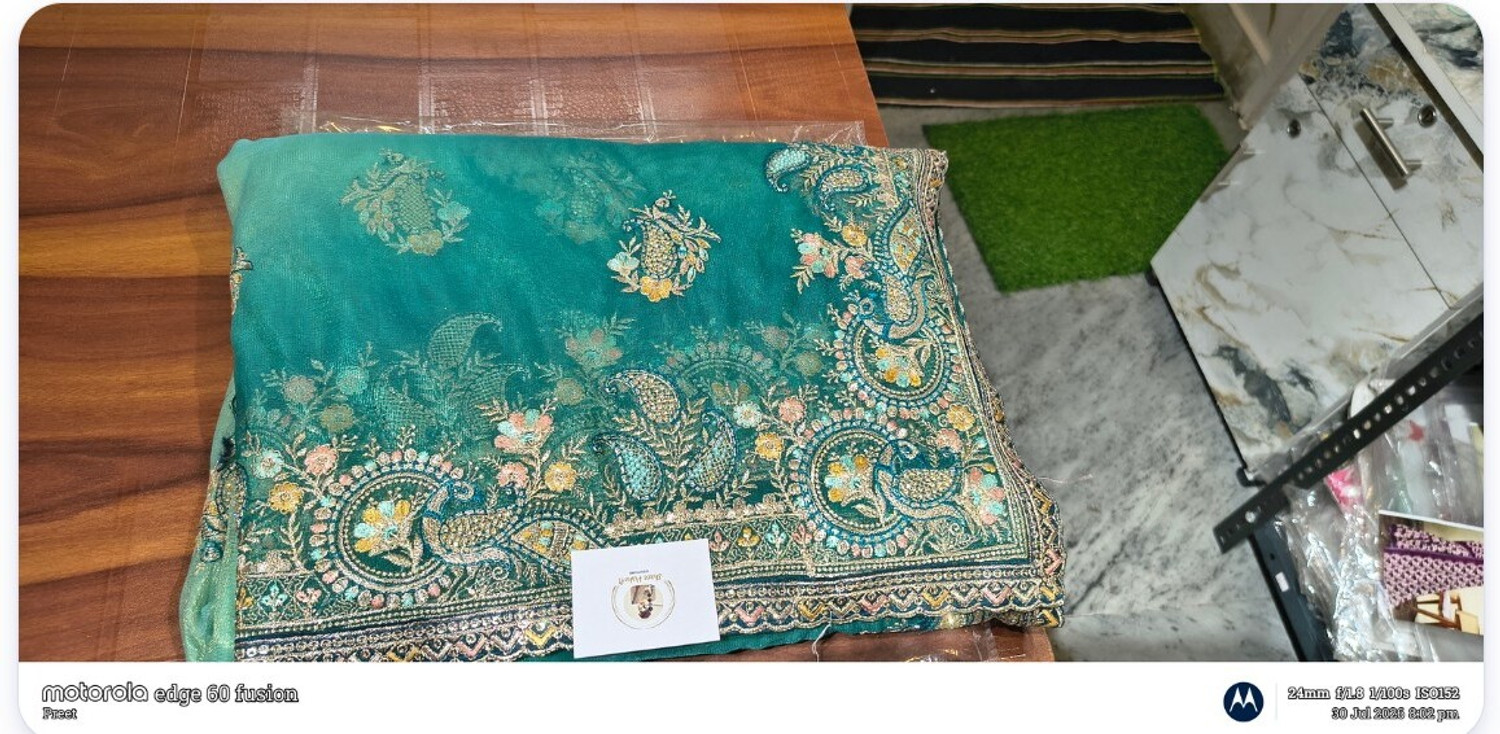 Image of Shree Kishori Embroidered Bollywood Net Saree (Light Green)