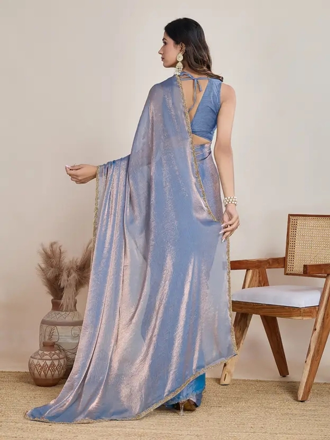 Image of Dhimahi Solid /Plain Bollywood Chiffon Saree